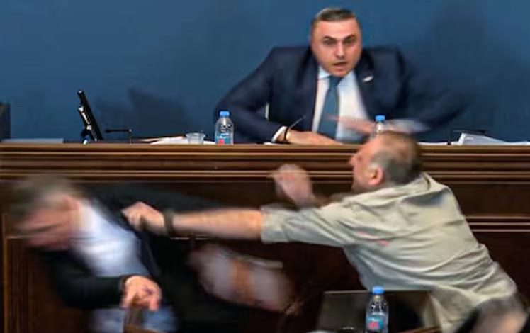 Viral Video, Georgian Parliament Brawl, MP Throws Punches, Ruling Party Leader Beaten, World News,